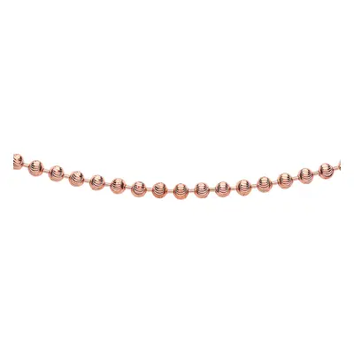 Jewelco London Rose Gold-Plated Sterling Silver Diamond-Cut Sparkling Bead Necklace 4mm 18" + 2"