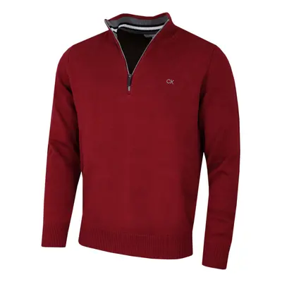 (XXL, Burgundy Sport) Calvin Klein Mens Knit Cotton 1/2 Zip Golf CK Top Sweater