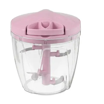 (Pink, L) Mini Manual Chopper Garlic Vegetable Mincer Fruits Nuts Onions Food Blend Slicer