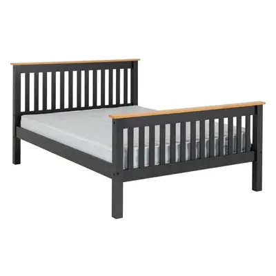 Monaco 4ft6 Double Bed High Foot End in Grey and Oak