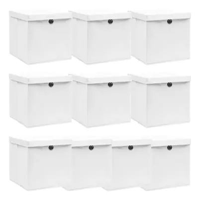 vidaXL 10x Storage Boxes with Lids White Fabric Garden Chests Cases Organisers