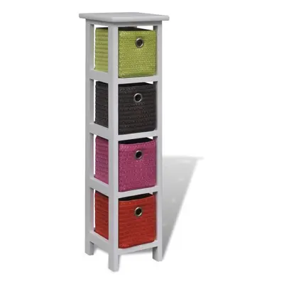 vidaXL Storage Rack with Multi-colour Baskets Paulownia Wood Drawer Shelving