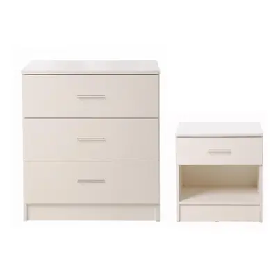 Rio Costa Duo Bedroom Furniture Set White Chest & Bedside