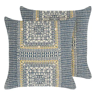 Set of Cotton Cushions Geometric Pattern x cm Multicolour SIDI