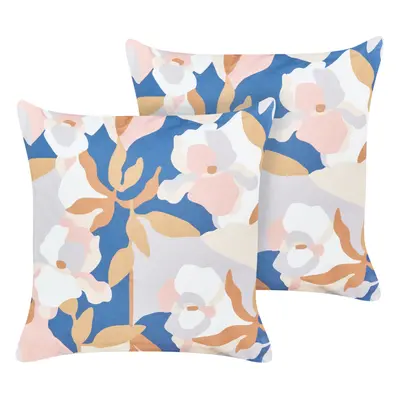 Set of Outdoor Cushions Floral Pattern VEREZZI x cm Multicolour