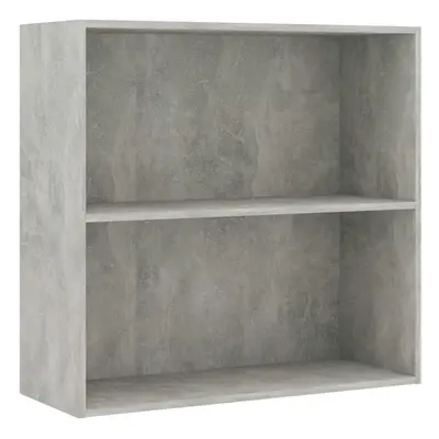 vidaXL 2-Tier Book Cabinet Concrete Grey Engineered Wood Storage Highboard