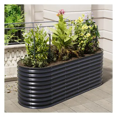 240cm W x 80cm D x 80cm H Oval-Shaped Galvanized Steel Raised Garden Bed