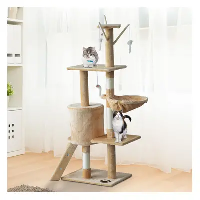 PawHut Beige 5-Tier Cat Tree House | Large Cat Activity Centre