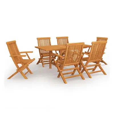 vidaXL Solid Teak Wood Garden Dining Set Piece Furniture Table and Chair