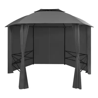 vidaXL Garden Marquee Pavilion Tent with Curtains Hexagonal 360x265 cm