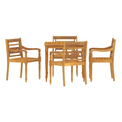 (5 piece) vidaXL Garden Dining Set Outdoor Table and Chairs Piece Solid Wood Teak