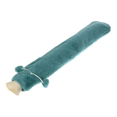 (Green) Long Hot Water Bottle Fur Cover Material Rubber Warming Bottles