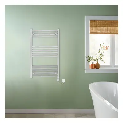 (Chrome, 1000x600mm) NRG Prefilled Thermostatic Electric Curved Heated Towel Rail Radiator