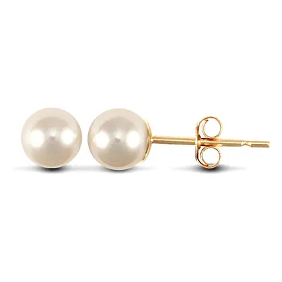 Jewelco London Ladies 9ct Yellow Gold Seawater Cultured Akoya Pearl Full Moon Stud Earrings 4.5-