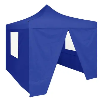 vidaXL Professional Folding Party Tent with Sidewalls Steel Blue 2x2m Canopy