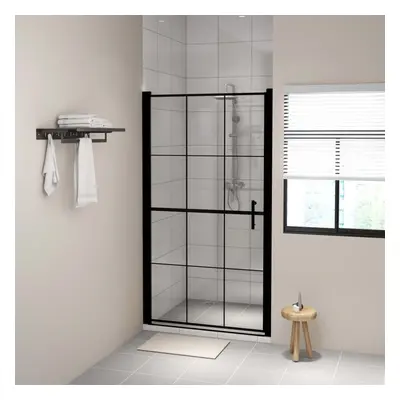 vidaXL Shower Door Tempered Glass Black Washroom Bathroom Accessory Enclosure