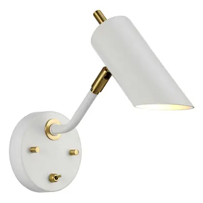 Wall Light Sconce White Aged Brass Finish LED E27 8W Bulb