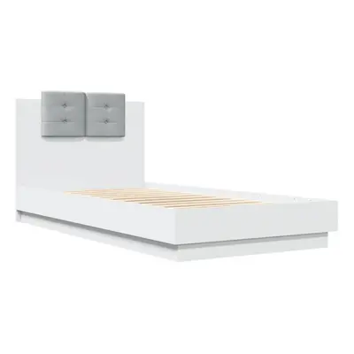 vidaXL Bed Frame with Headboard Bed White 90x190 cm Single Engineered Wood