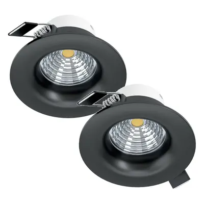 2 PACK Wall / Ceiling Flush Downlight Black Aluminium 6W LED 88mm Round