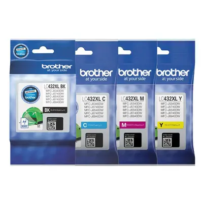 Brother LC432XL Black Cyan Magenta Yellow High Yield Ink Cartridge Value Pack