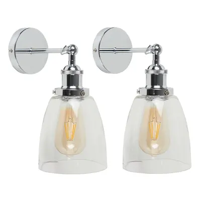 Ezrah Chrome Wall Light With Tall Domed Glass Shade