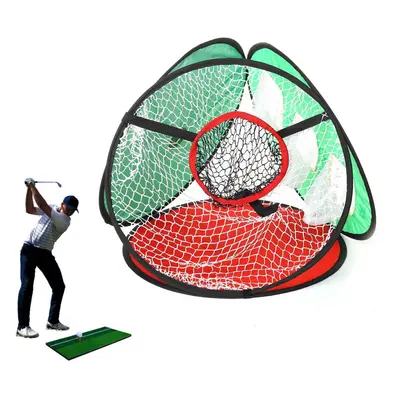 3-in-1 Golf Chipping Net Practice Driving Mat Indoor Outdoor Backyard Portable Ball Retriever Go