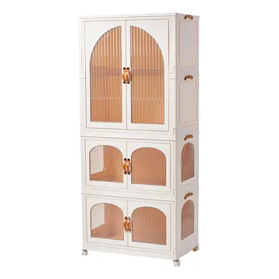 (3 Tiers) White Baby Wardrobe Folding Storage Cabinet