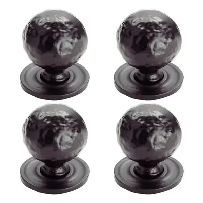 4x Hammered Ball Cupboard Door Knob 33mm Diameter Black Antique Cabinet Handle