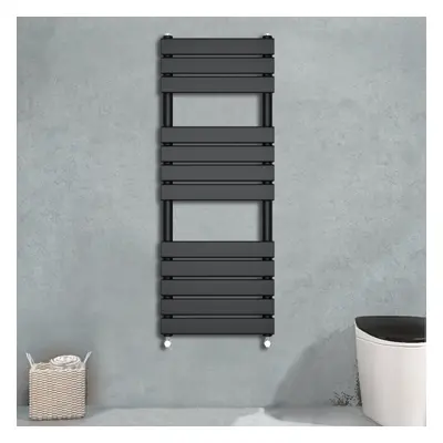 (1200x450mm) WarmeHaus Flat Panel Anthracite Bathroom Heated Towel Rail Ladder Radiator Warmer