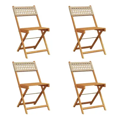 (beige, pcs) vidaXL Bistro Chairs Outdoor Dining Chair Solid Wood Acacia and Poly Rattan