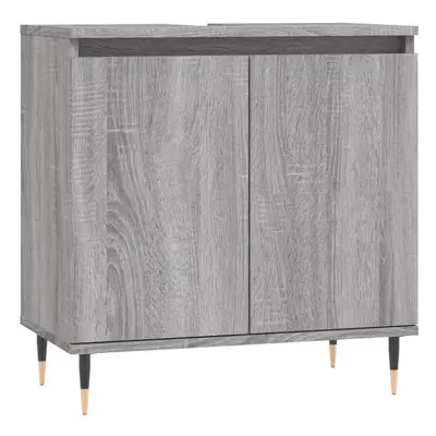 (grey sonoma) vidaXL Bathroom Cabinet Vanity Unit Cupboard High Gloss White Engineered Wood