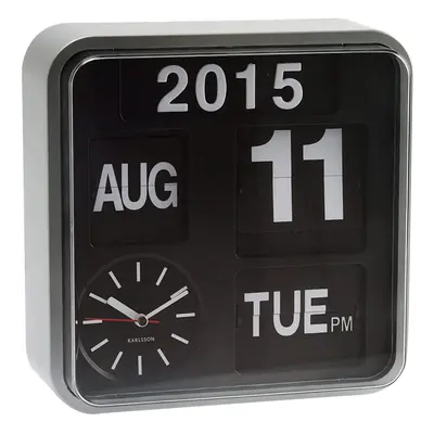 Karlsson Flip Calendar Wall Clock Silver Mini Flip