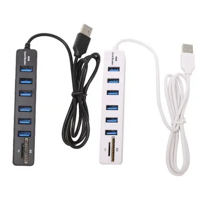 (6 Ports) USB 2.0 HUB In Card Reader SD TF Extender HUB Card Reader Adapter