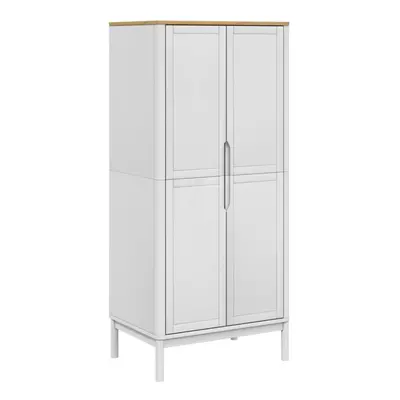 (white) vidaXL Wardrobe Closet Clothes Organiser Storage Cupboard Solid Wood Pine