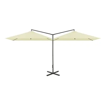 vidaXL Double Parasol with Steel Pole Sand 600x300 cm Outdoor Umbrella Canopy