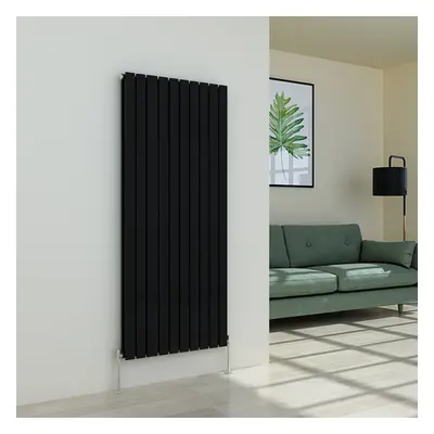 (1600 x 682mm Double, Black) Flat Panel Designer Radiator