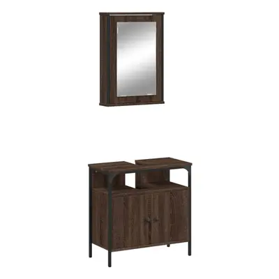 (brown oak) vidaXL Bathroom Furniture Set Piece Sink Cabinet Brown Oak Engineered Wood