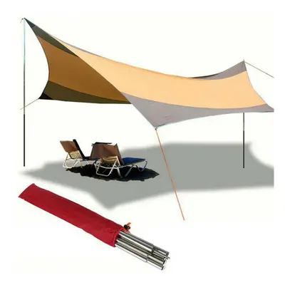 (Coffee) People Anti UV Sun Shelter Set Beach Tent Waterproof Umbrella Awnings Tent Outdoor Camp