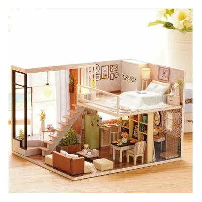 Doll House Miniature DIY With Furnitures Wooden House Waiting Time Toys For Child