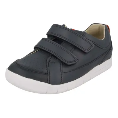 (UK Child, Navy (Blue)) Boys Clarks Casual Hook & Loop Fastening Shoes Emery Walk T - H Fit