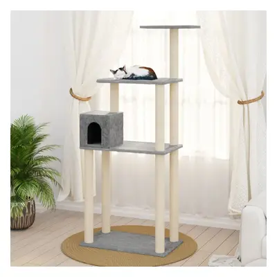 vidaXL Cat Tree with Sisal Scratching Posts Light Grey cm Cat Play Tower