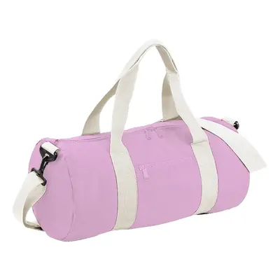 (One Size, CLassic Pink/White) Bagbase Plain Varsity Barrel / Duffle Bag (20 Litres) (Pack of 2)