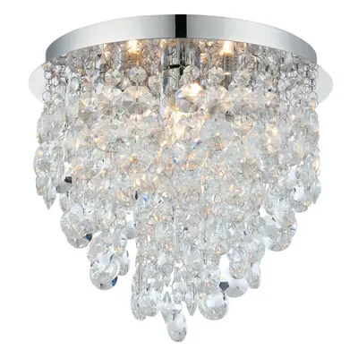 Flush Bathroom Ceiling Light Hanging Crystal Bead IP44 Round Lamp Bulb Holder