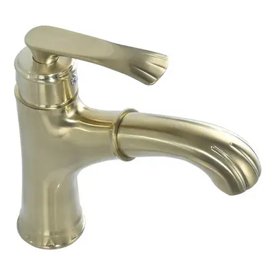 (Brushed Gold) Copper Bathroom Basin Faucet Pull Out Spring Sprayer Tap Hot and Cold Water Singl