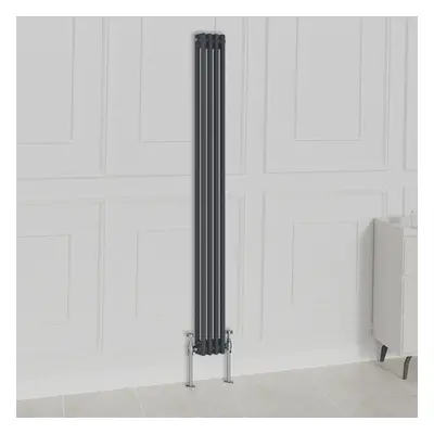 (1800x200mm-2 Column, Anthracite) NRG Traditional Radiator Horizontal Vertical Cast Iron Style D