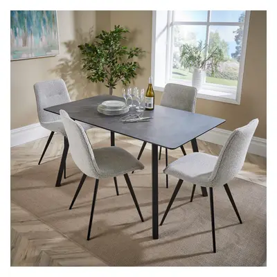 Home Source Wickford Modern Dining Table with Ashford Boucle Chairs Set