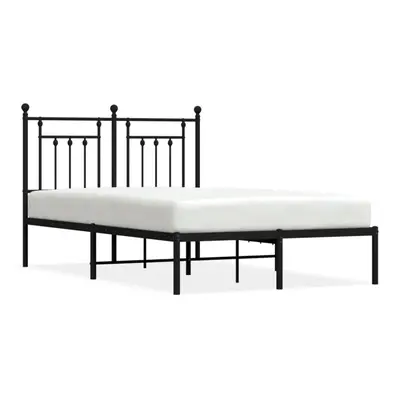 (black, x cm/with headboard) vidaXL Metal Bed Frame Bedroom Bed Base Bedstead Metal Matress Foun