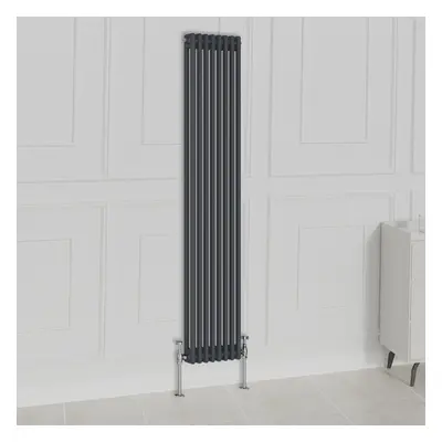 (1800x380mm-2 Column, Anthracite) NRG Traditional Radiator Horizontal Vertical Cast Iron Style D