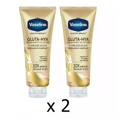 2 x Vaseline Healthy Bright Gluta-Hya UV Lotion Flawless Glow 300ml