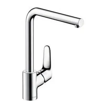 hansgrohe Focus kitchen tap with selectable swivel range and L-spout, chrome